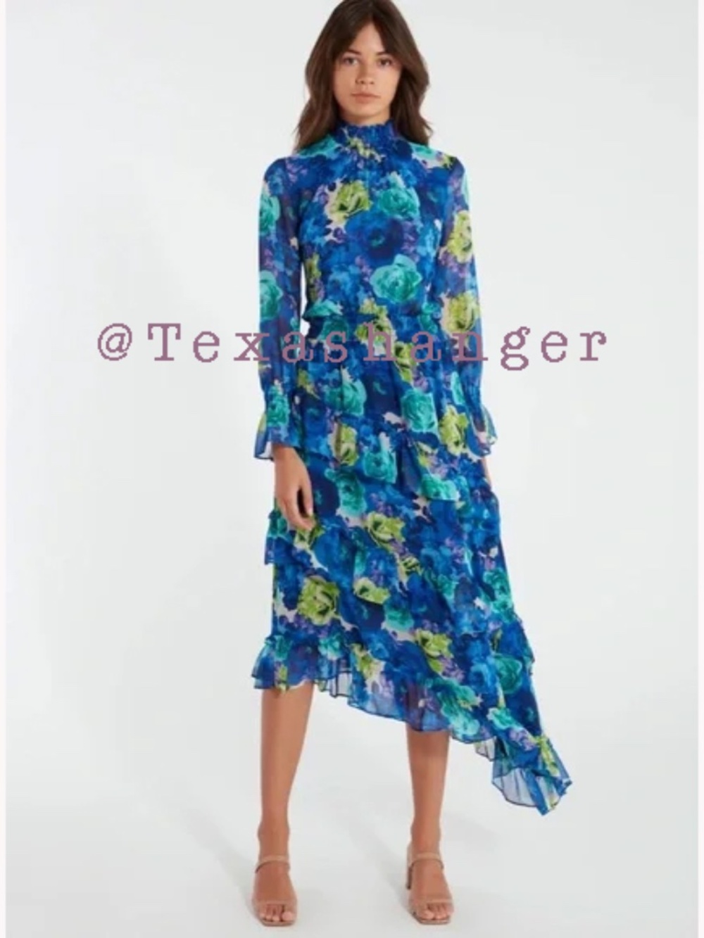 Misa Los Angeles NWT Rania Chiffon Midi Dress S Small Dress Electric Floral